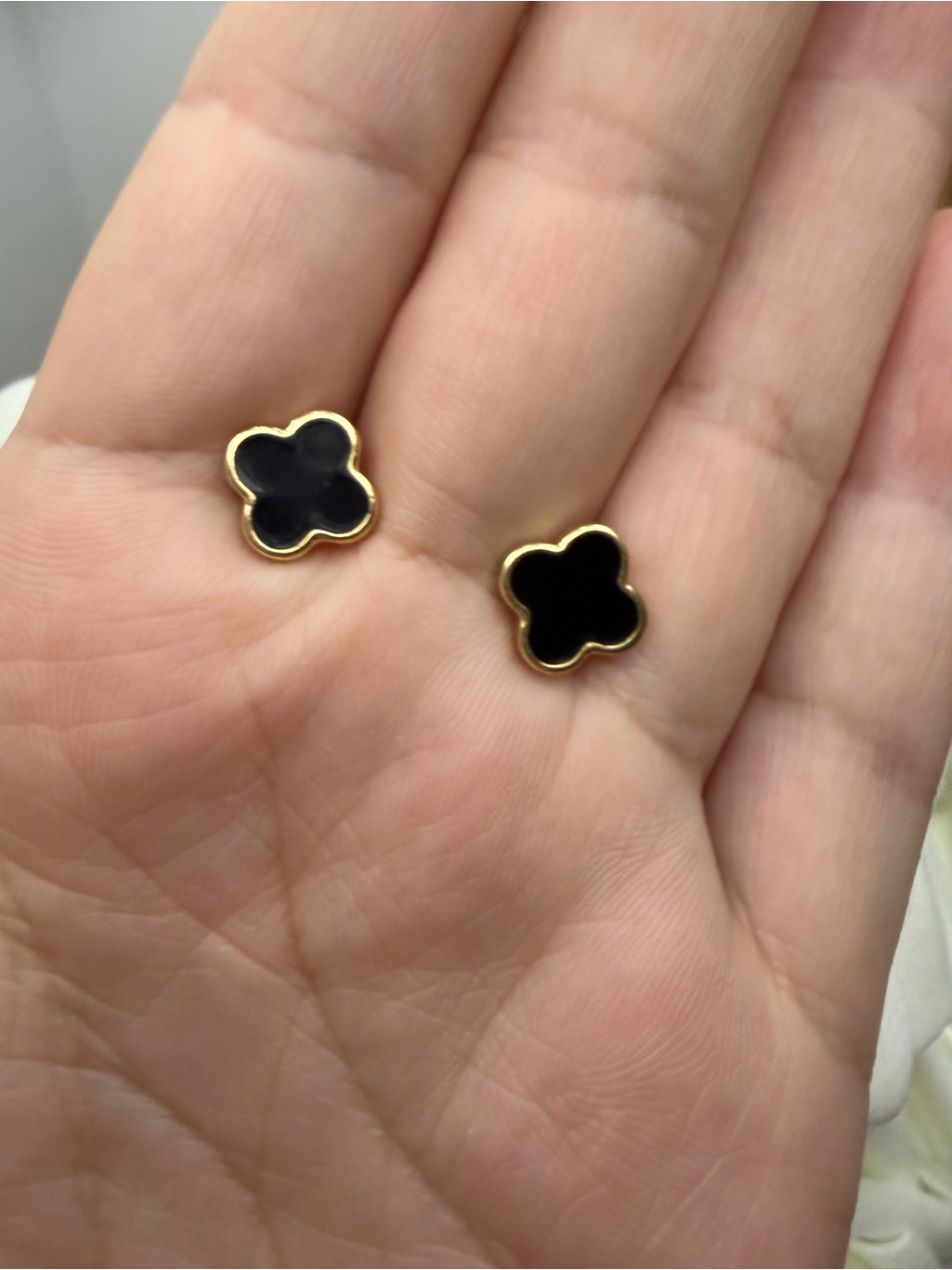 Black Clover-Style Gold Edge Stud Earrings - Women Jewelry